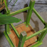 sellette, tabouret bois vert gazon