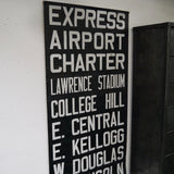 Great decor! Very large red kakemono (hanging scroll) depicting a bus destination on a Florida line in the USA, from the 1960s/70s, in its original condition.