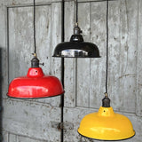 lampe abat jour emaillee industrielle  jaune
