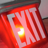 Exit large USA lamp, red opaline glass, metal base