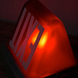 Exit large USA lamp, red opaline glass, metal base