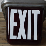 Exit large USA lamp, red opaline glass, metal base