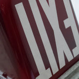 Exit large USA lamp, red opaline glass, metal base