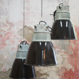 antique black enameled lampshade pendant light