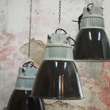 antique black enameled lampshade pendant light