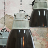 antique black enameled lampshade pendant light