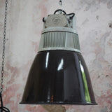 antique black enameled lampshade pendant light
