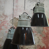 antique black enameled lampshade pendant light