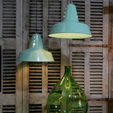 abat jour aluminium peint bleu vert lampe industrielle hangar
