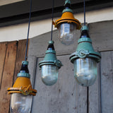 industrial pendant lamp, yellow glass