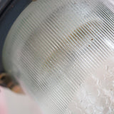 industrial pendant lamp in glass and metal, cluster of 3