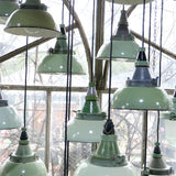 mint green enameled lampshade industrial glass globe lamp