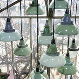 mint green enameled lampshade industrial glass globe lamp