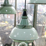 mint green enameled lampshade industrial glass globe lamp