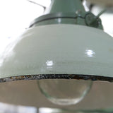 mint green enameled lampshade industrial glass globe lamp