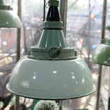 mint green enameled lampshade industrial glass globe lamp