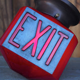 Lampe EXIT opaline rouge, ecriture relief