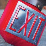 Lampe EXIT opaline rouge, ecriture relief