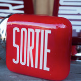 Exit Lampe americaine opaline rouge texte blanc