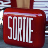 Exit Lampe americaine opaline rouge texte blanc