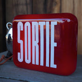 Exit Lampe americaine opaline rouge texte blanc