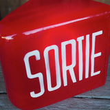 Exit Lampe americaine opaline rouge texte blanc