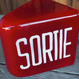 Exit Lampe americaine opaline rouge texte blanc