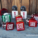 Lampe EXIT opaline rouge, ecriture relief