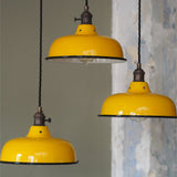 abat jour emaille lampe industrielle jaune
