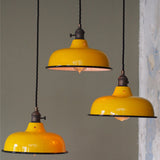 abat jour emaille lampe industrielle jaune