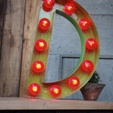 very large letter E from an old illuminated fairground sign