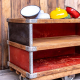 ancien bac Suroy caisse a roulettes d'usine textile couleur d'origine