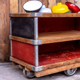 ancien bac Suroy caisse a roulettes d'usine textile couleur d'origine