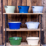 ancienne bassine émaillée bleue