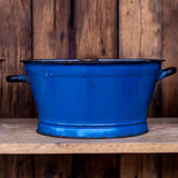 old blue enamel basin