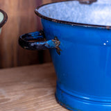 old blue enamel basin