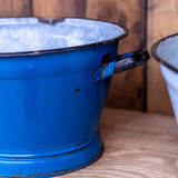old blue enamel basin