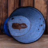old blue enamel basin