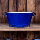 old blue enamel basin