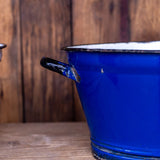 old blue enamel basin