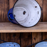 old blue enamel basin