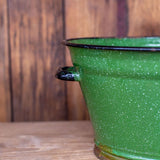 old green enamel basin