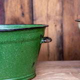 old green enamel basin