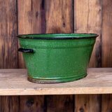 old green enamel basin