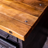 meuble militaire console métal plateau bois 11 tiroirs