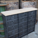 Industrial cabinet with 15 drawers, Strafor, 1950
