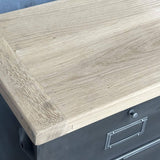 ancien meuble console 12 casiers industriel a clapet Roneo 1950 plateau chene massif