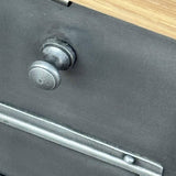 ancien meuble console 12 casiers industriel a clapet Roneo 1950 plateau chene massif