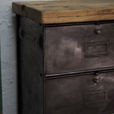 Roneo industrial-style console table with 10 drawers and a solid oak top