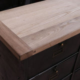 meuble console 12 casiers industriel clapet Roneo plateau chene massif